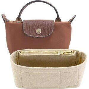 Mini Tote Bag Organizer Insert Felt Purse Liner with Compartments for Small Bags